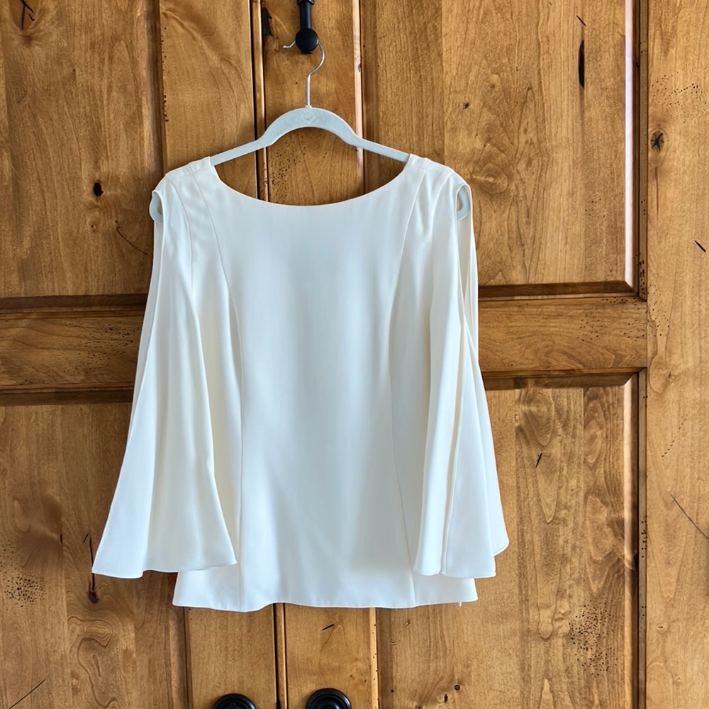Christian Dior Cream Silk Blouse with cut out sleeves IT 46